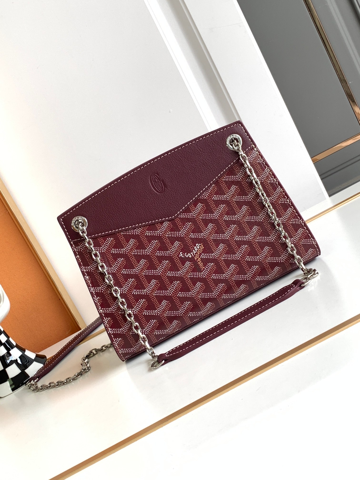 Rouette Structure Mini Shoulder Bag In Burgundy